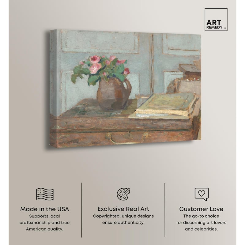 Box and Moss Roses Canvas by Art Remedy, Gallery Wrapped