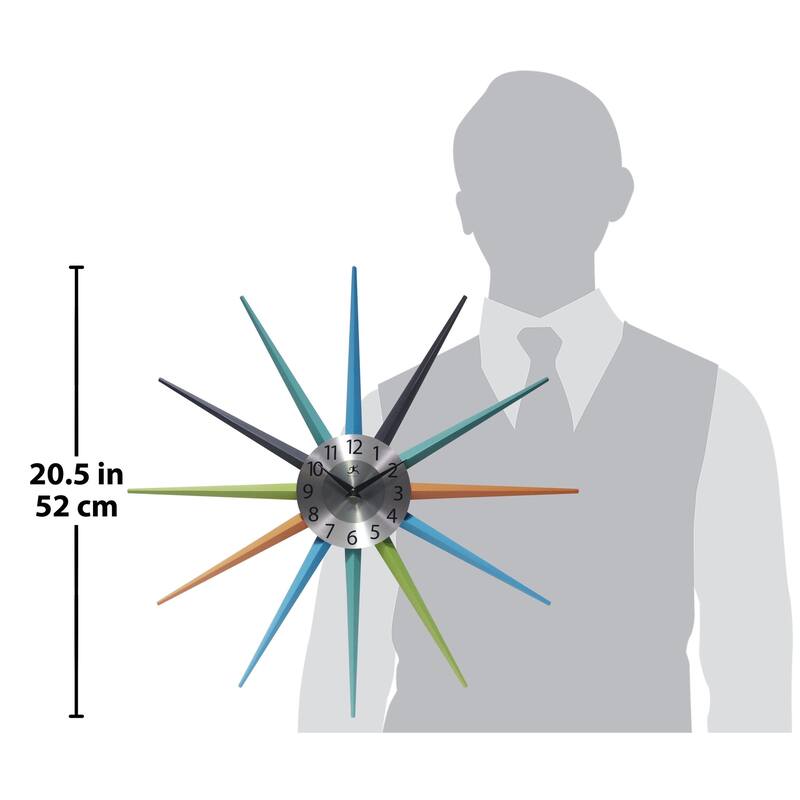 Stellar Mid-century Multicolor Starburst Unique Wall Clock - 20.5 x 1.75 x 20.5