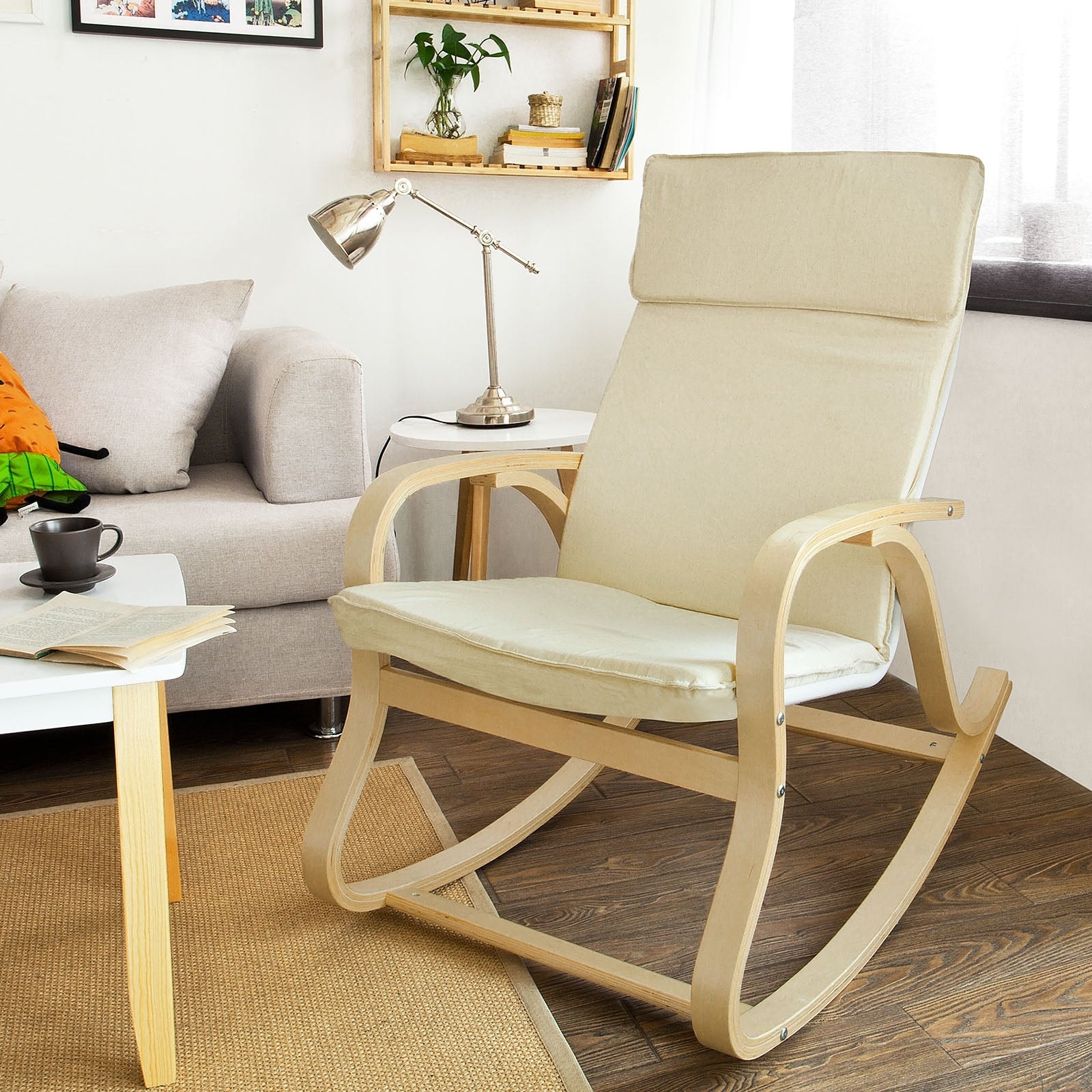 SoBuy FST15 W Relax Rocking Chair Lounge Chair With Cotton