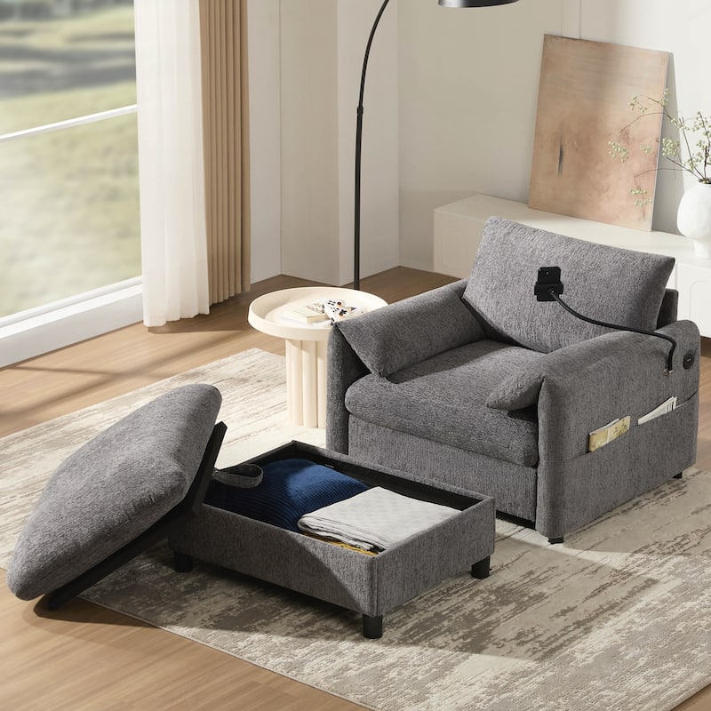 Comfy Chenille Armchair, Modern Cloud Chaise Lounge for Living Room&Apartment