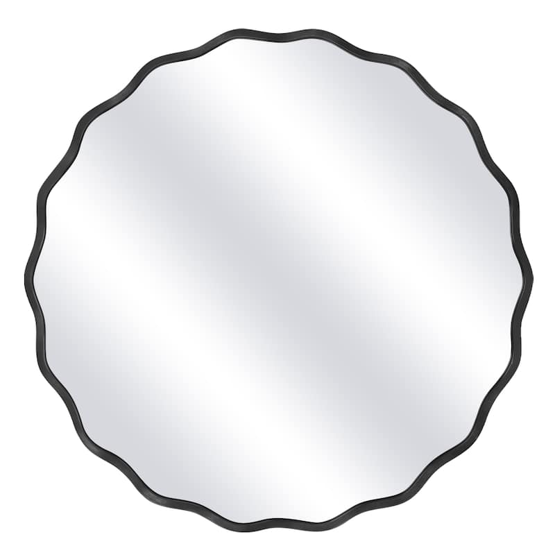 Aluminum Alloy Framed Wavy Round Wall Mirror