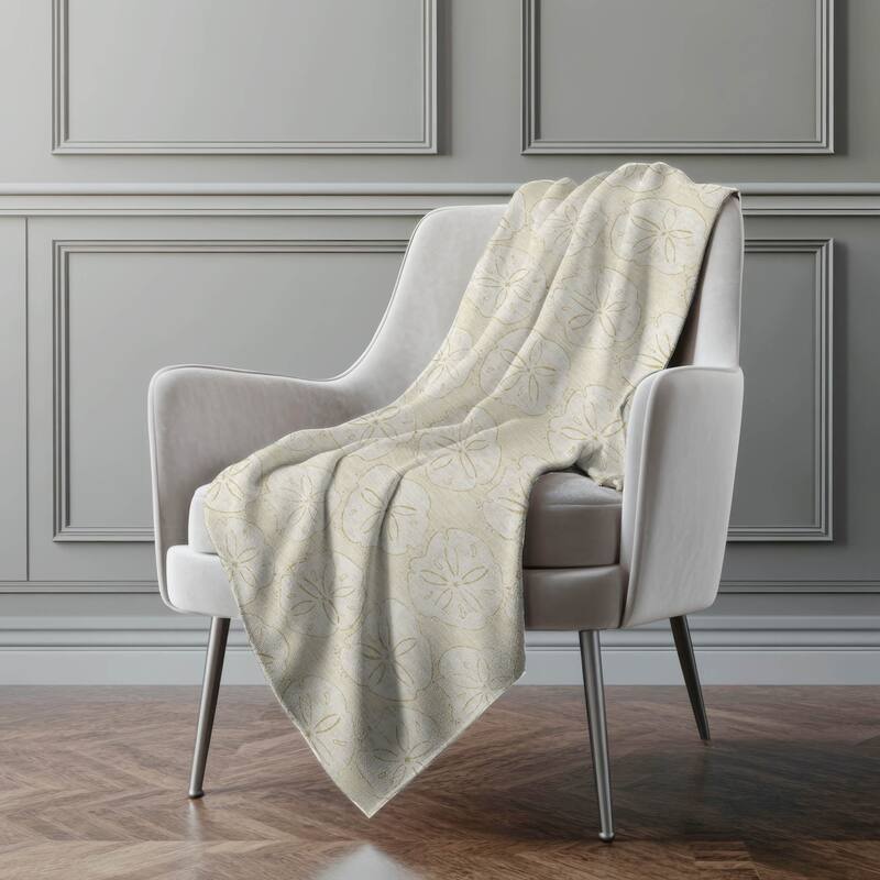 Premium Machine Washable ASB189 Coastal Sand Dollar Sherpa Throw Blanket