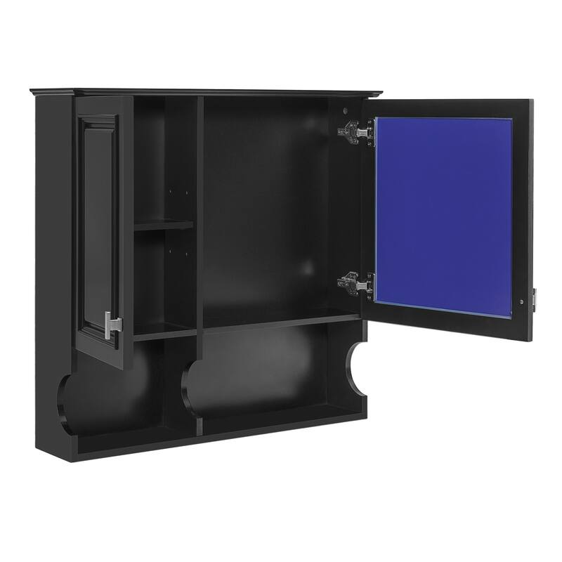 GDFStudio - Avenley Modern Wall-Mounted Bathroom Medicine Cabinet with Mirror, Doors and Open Shelves & Adjustable Shelf - 30"W