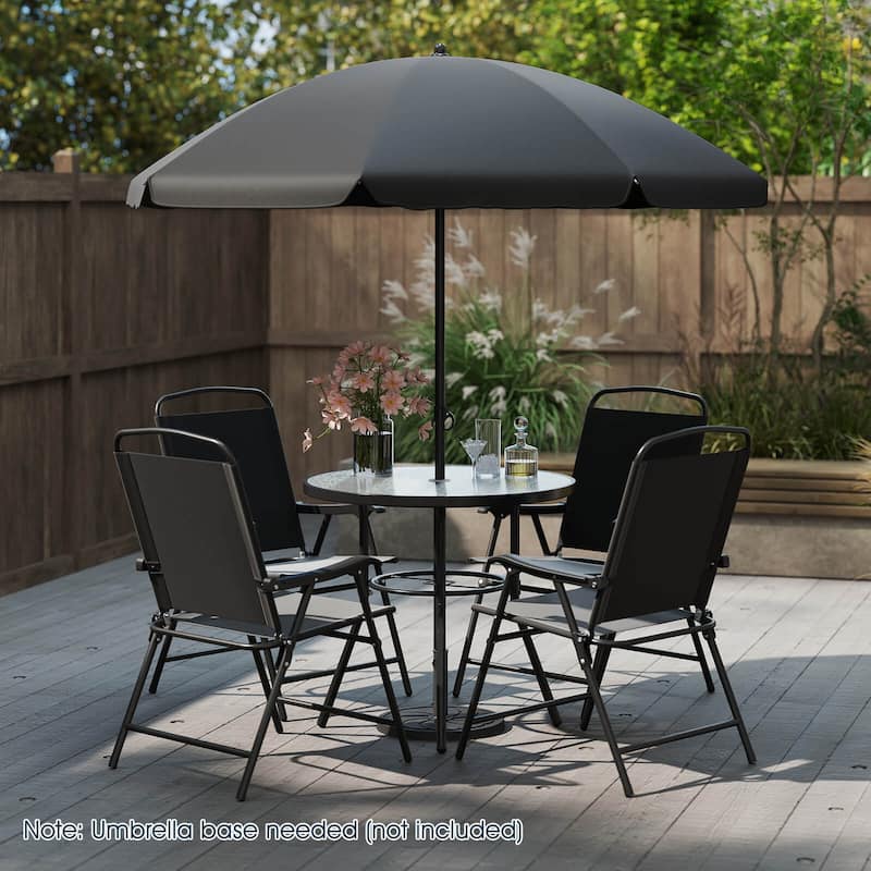 Costway 6 Pieces Patio Dining Set with Umbrella Outdoor Table and - See Details - Black