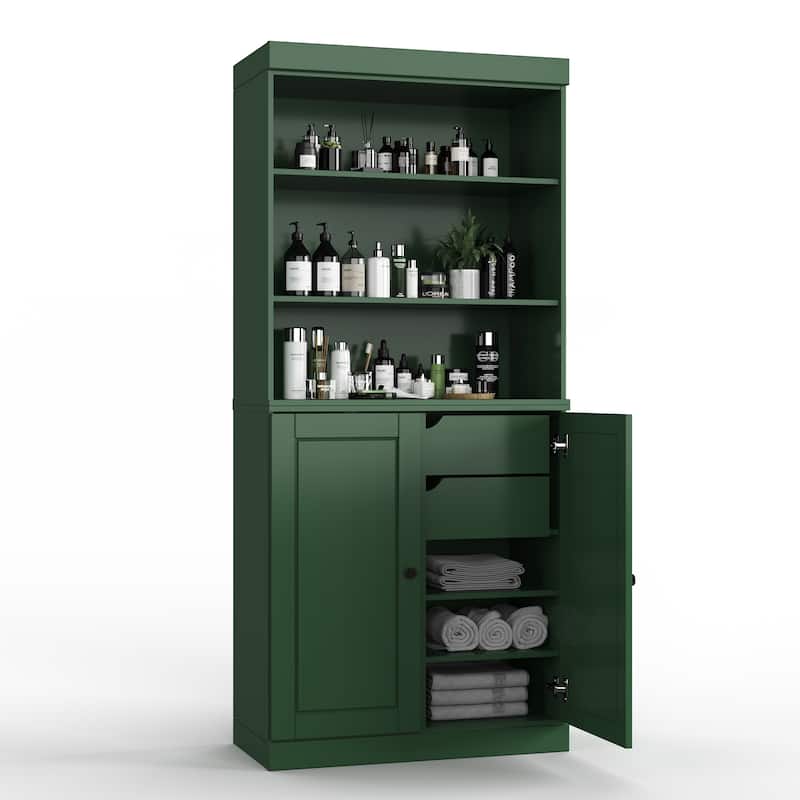 100% Solid Wood 32" Bathroom Cabinet with Optional Doors, 2-Drawers by Palace Imports