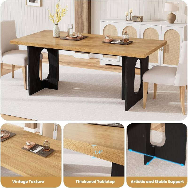 71" Long Kitchen Dining Table for 6-10 People for Kitchen, Conference Room, Home