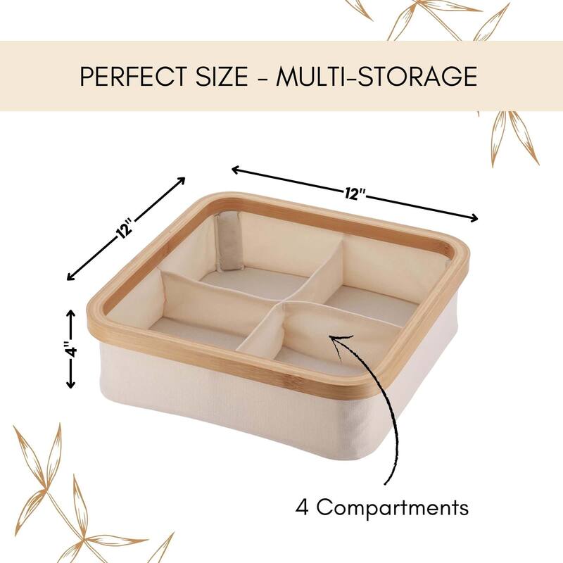 Square Foldable Storage Basket 4-Compartment - 12 L x 12 W x 4 H