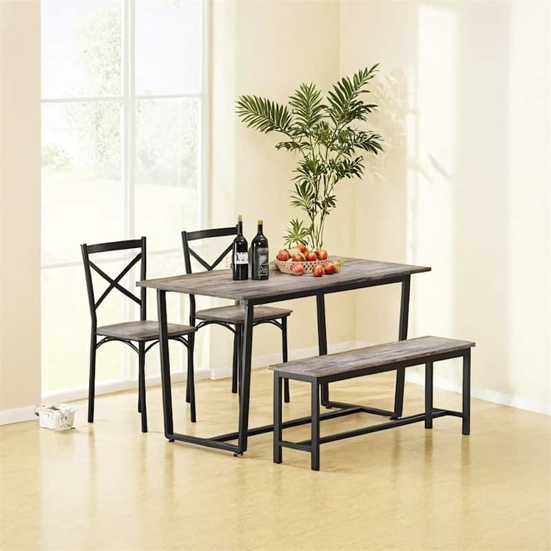 Four-Piece Set Table and Chair with Backrest,Solid Structure