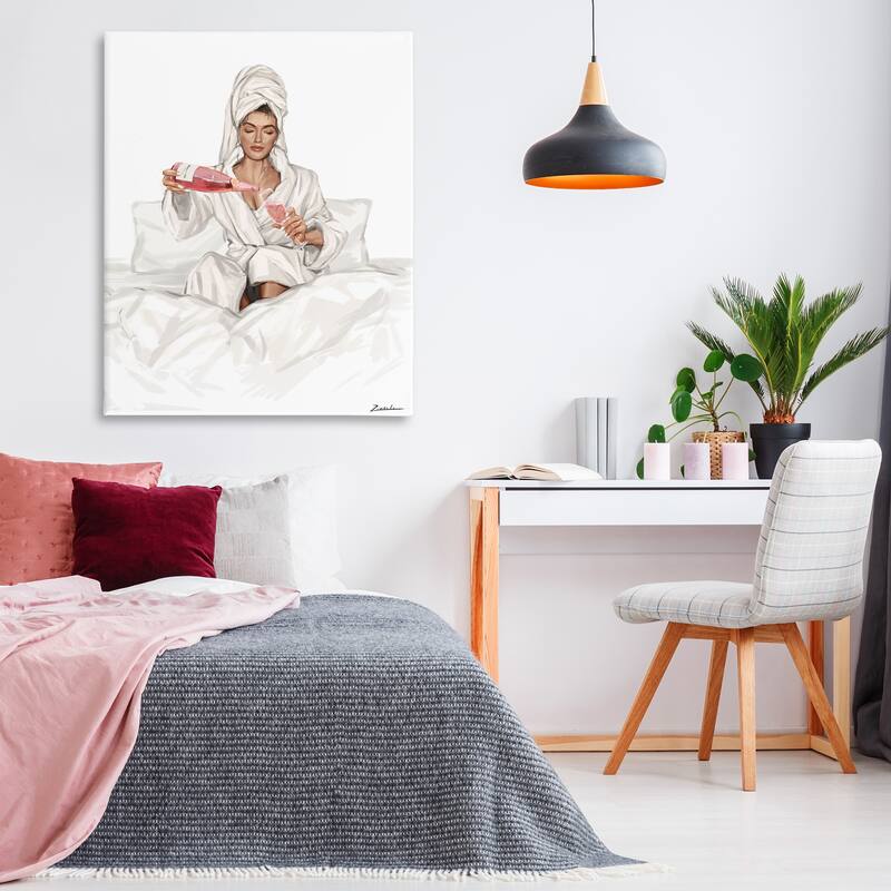 Stupell Pouring Rosé Wine in Bed Canvas Wall Art Design By Ziwei Li