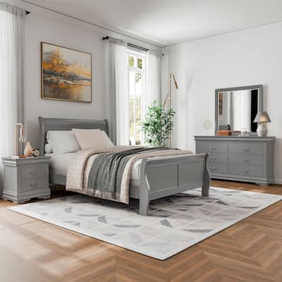 Furniture of America Mayday Traditional Solid Wood Kids 5-Piece Sleigh Bedroom Set