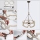 preview thumbnail 6 of 4, Handmade Retro 3 Lights Drum Wood Chandelier Hanging Pendant Lights