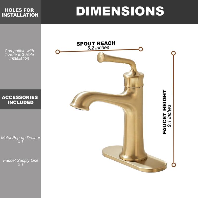 1.2 GPM Single Handle Single Hole Vessel Bathroom Faucet