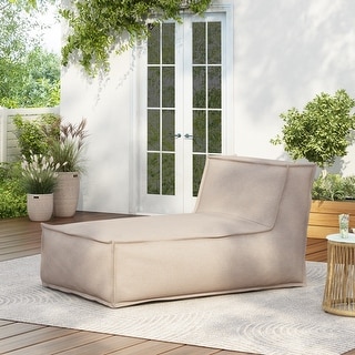 Roomfitters Ramona Outdoor Bean Bag Lounge Chair with Water Resistant Fabric, Beige