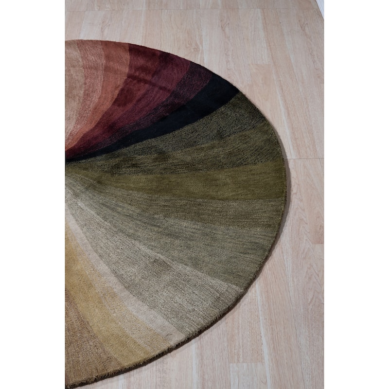 EORC Hand-Tufted Wool Swirl Rug, Multicolored | Vibrant & Stylish Area - 4' Round