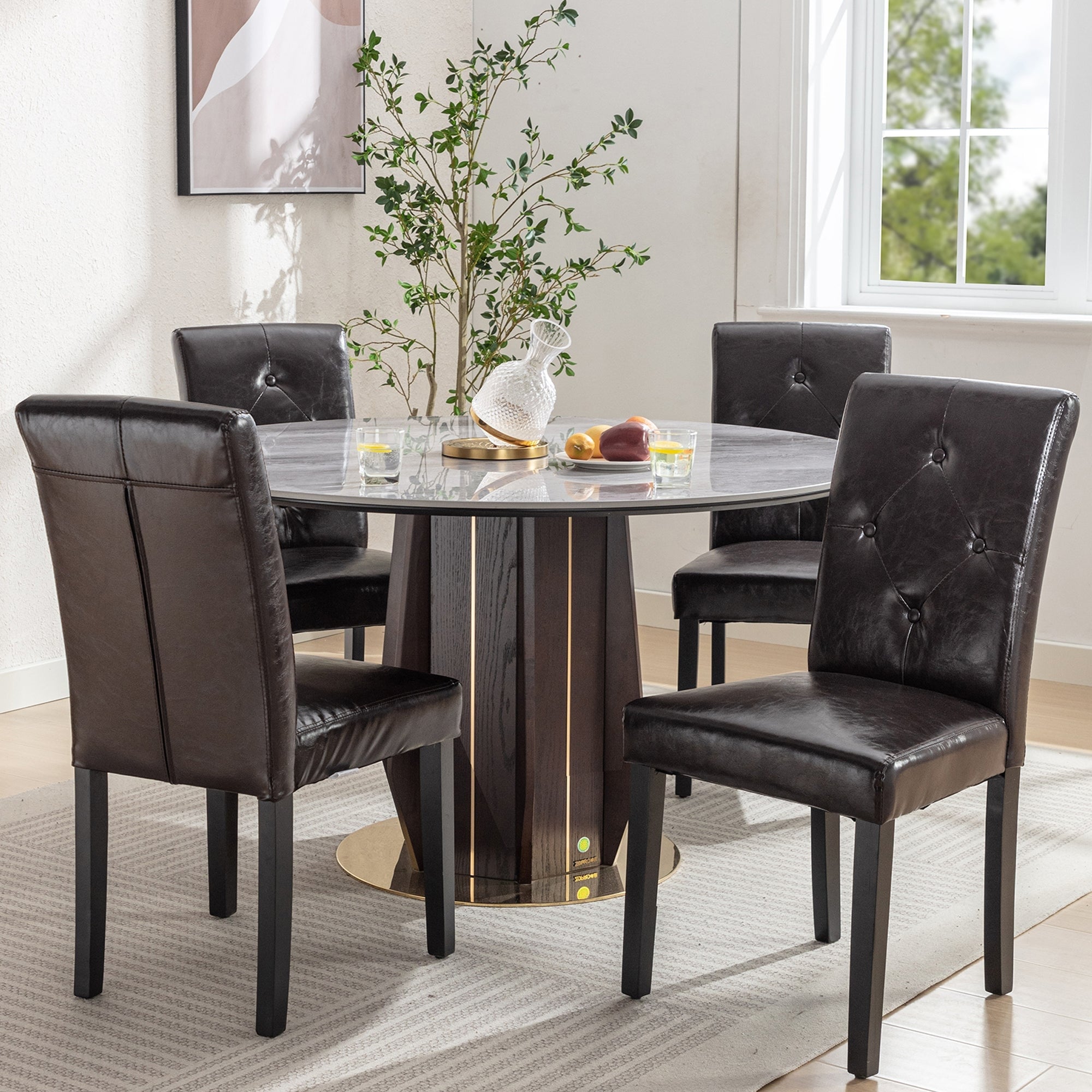 Javlergo Upholstered Dining Chairs Set of 4 Fabric or Faux Leather Dining Room Chair with Metal Legs