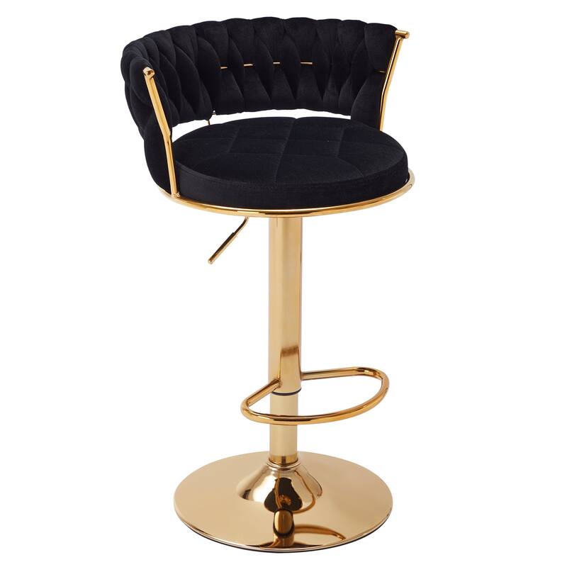 VECELO Set of 4 Bar Stools Adjustable Swivel with Metal Frame Modern Bar Stools with Back for Dining Room