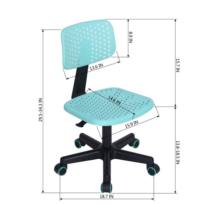 HomyLin Plastic Adjustable Rolling Kids Study Desk Chair Armless