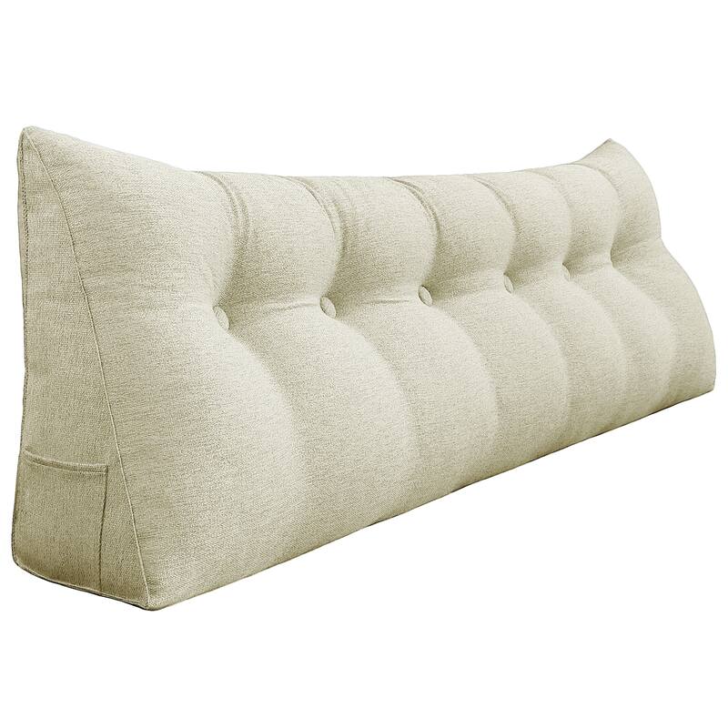 WOWMAX Bed Wedge Pillow Bolster Large Backrest Support Off White Full Size - Accent - 71"x20"x8" - Polyester - Ivory - Single