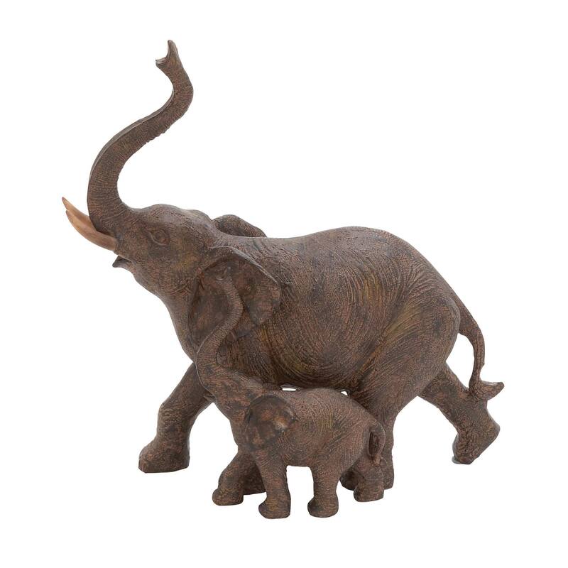 Polystone Elephant Decorative Sculpture - Brown - Roche River Decor