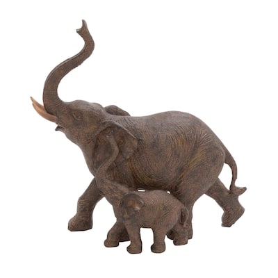 Polystone Elephant Decorative Sculpture - Brown - Roche River Decor