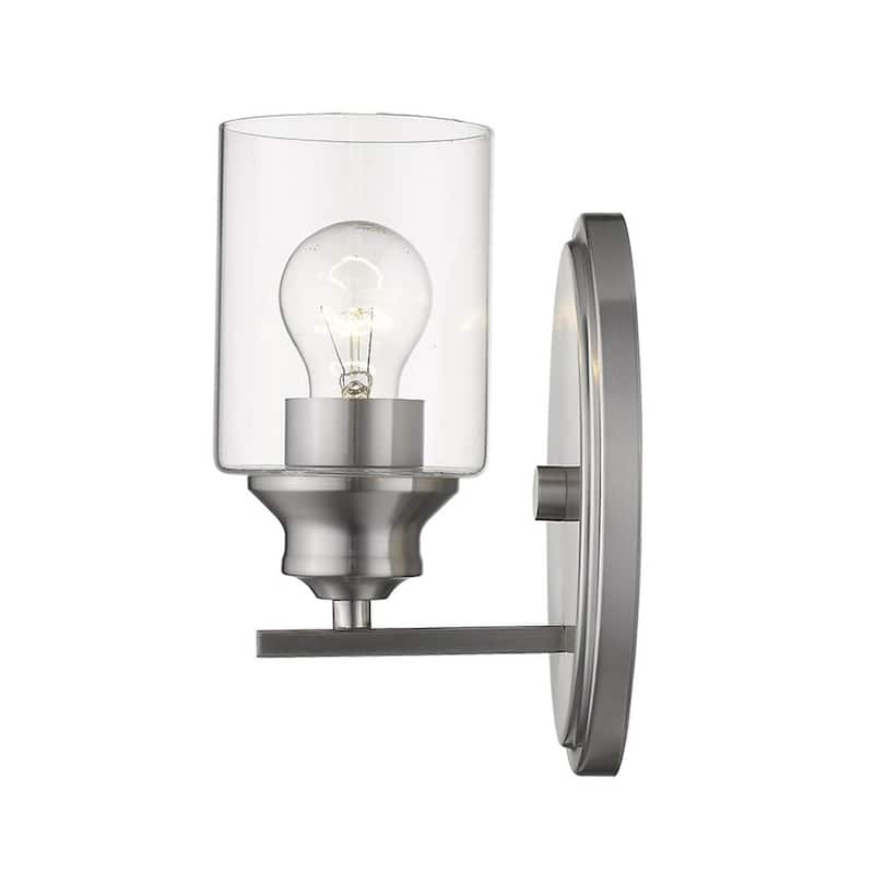 Modern Wall Sconce 1 Light with Clear Glass Shade and Steel Fixture Damp Rated Reversible Mounting - 9.25" H x 5" W x 5.75" D