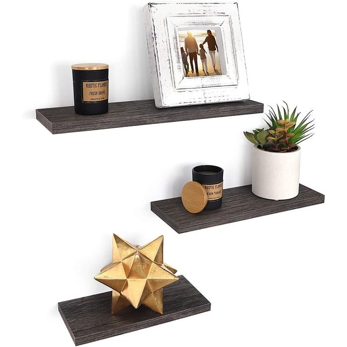 Wall Mounted Display Ledge Floating Wall Shelves Set of 3