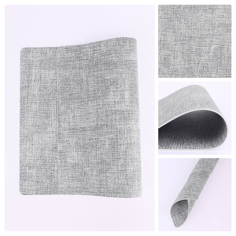Set of 6 Faux Leather Placemats, Placemats for Dining Table Decor - 17*12in - Gray White