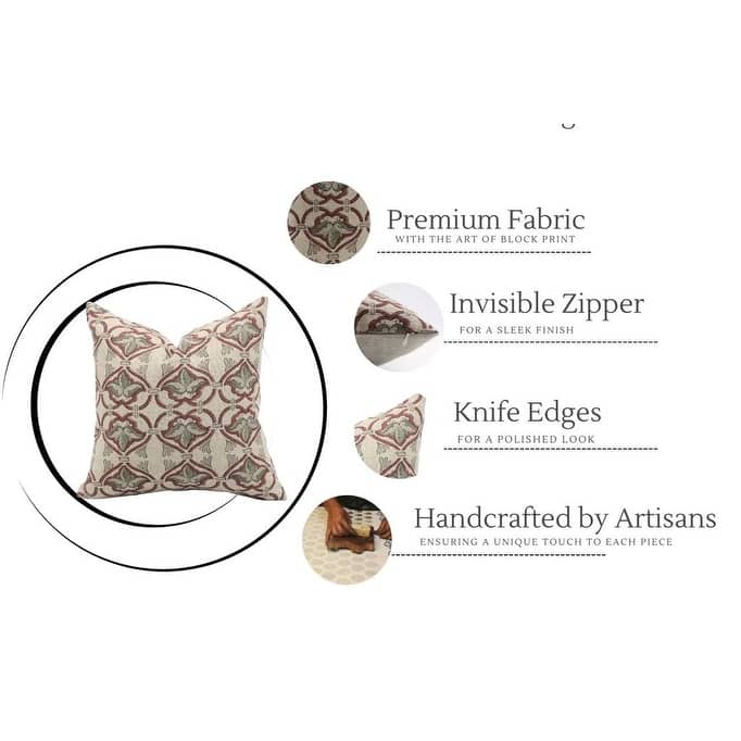 Fabdivine Linen Decorative Block print pillow Cover