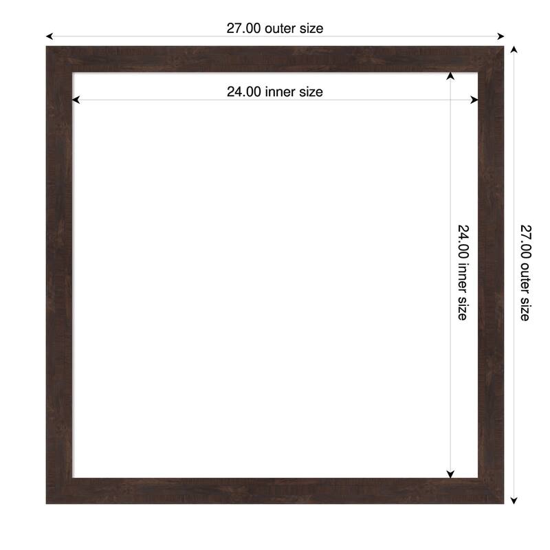 Amanti Art Fresco Dark Walnut Framed Dry Erase Magnetic Board - 27 x 27 in - Fresco Dark Walnut