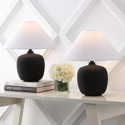 Delphi 18.25" Minimalist Scandinavian Resin/Iron LED Table Lamp (Set of 2), by JONATHAN Y