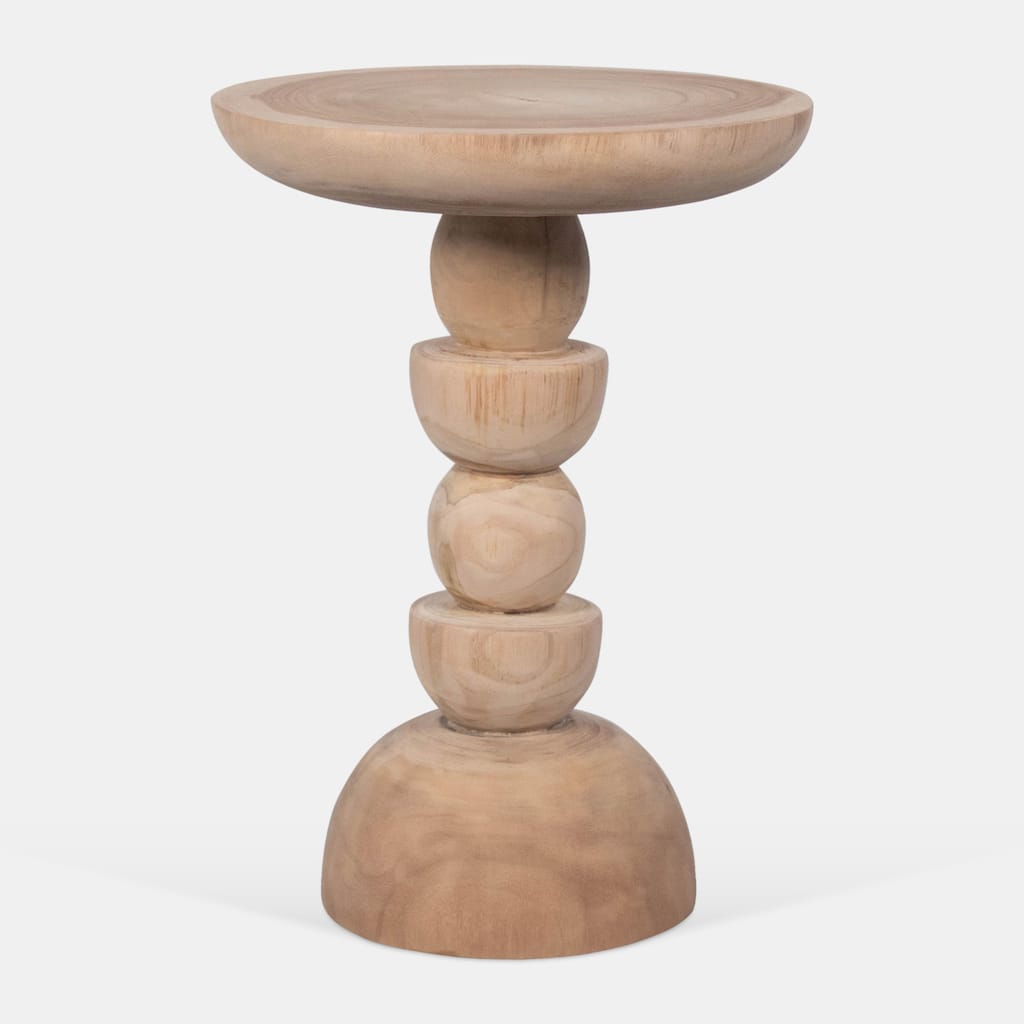 Zara Solid Wood Accent Table with Candlestick by East at Main