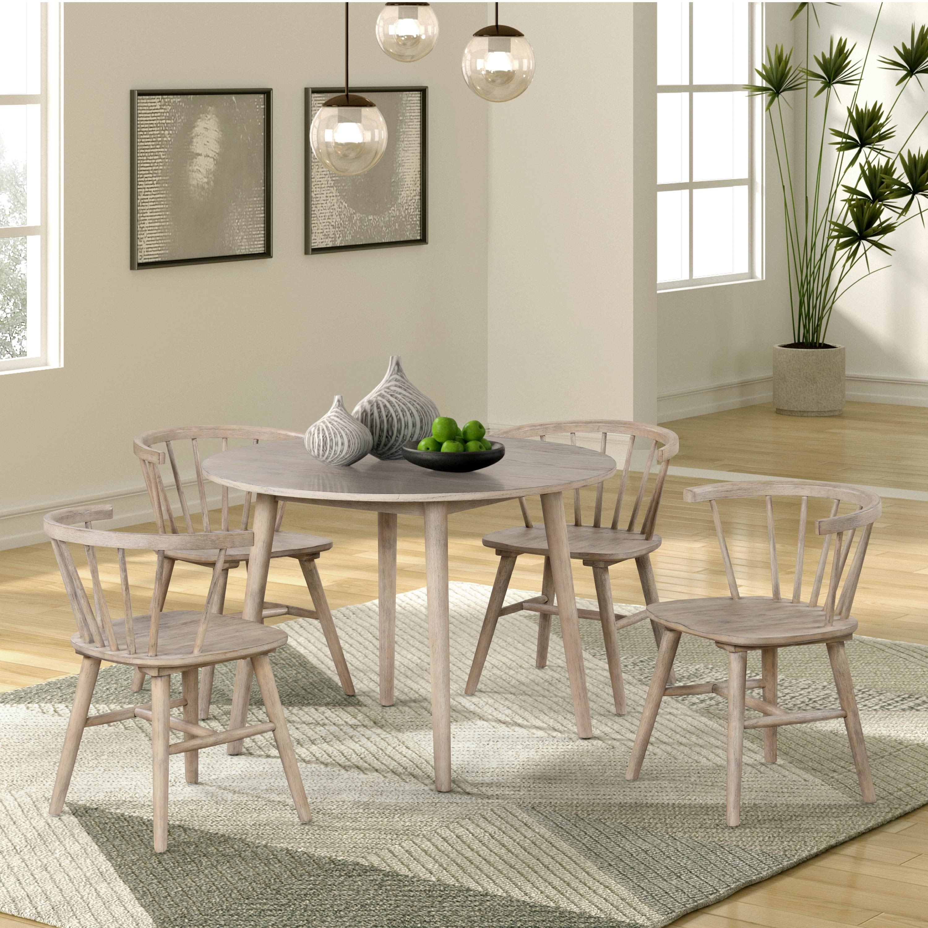 Furniture of America Galgary Mid-Century Modern 5-Piece Round Wooden Dining Table Set