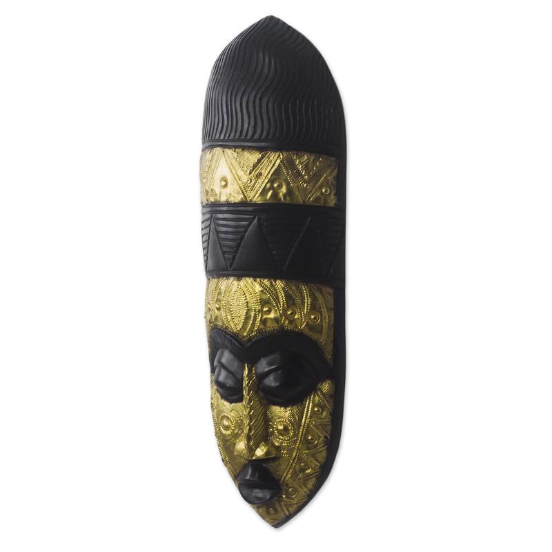 Novica Handmade Gold Face African Wood Mask