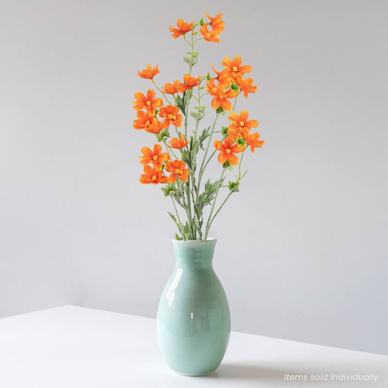 Baby Cosmos Artificial Silk Floral Spray - 27.5" - Orange