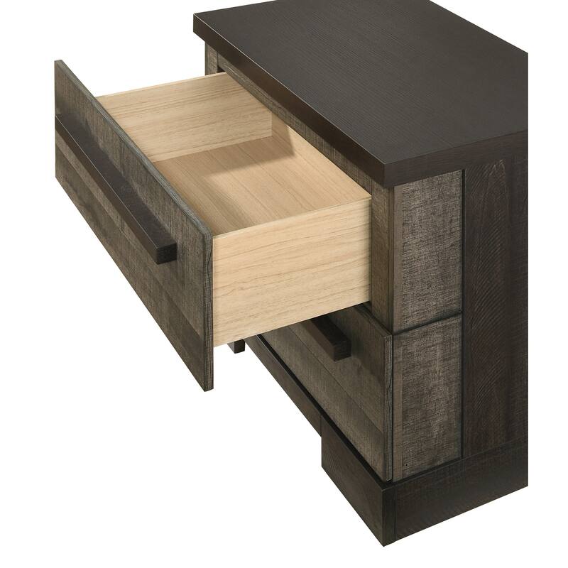 Brown Gray Wooden Nightstand with 2 Drawers