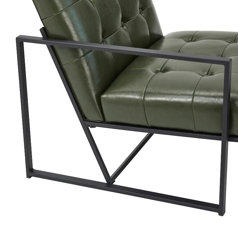 Glitzhome 29.50"W Mid-Century PU Leather Tufted Accent Chair - 29.5"W x 30.5"H x 29.25"D