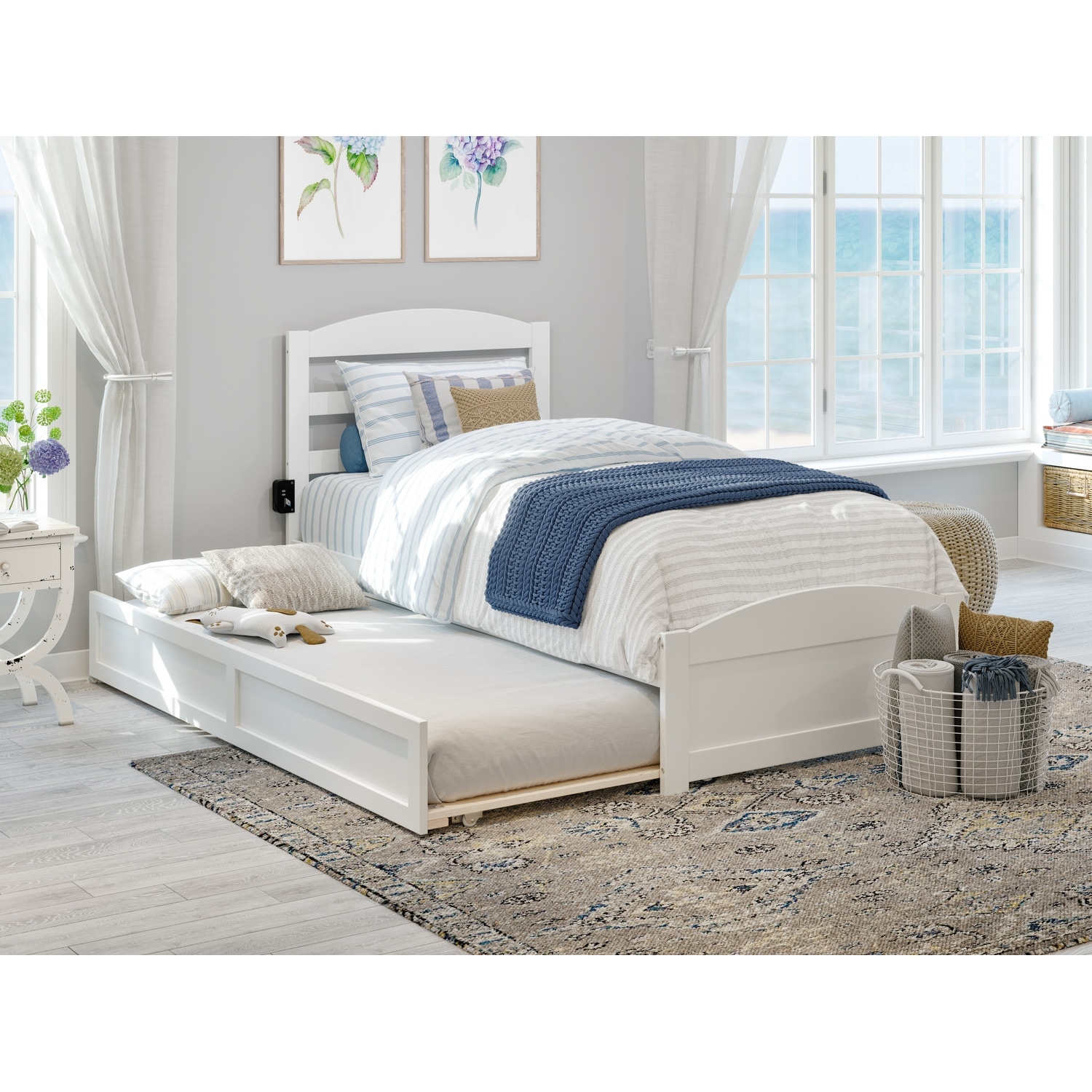 Warren Solid Wood Platform Bed with Footboard and Twin XL Trundle
