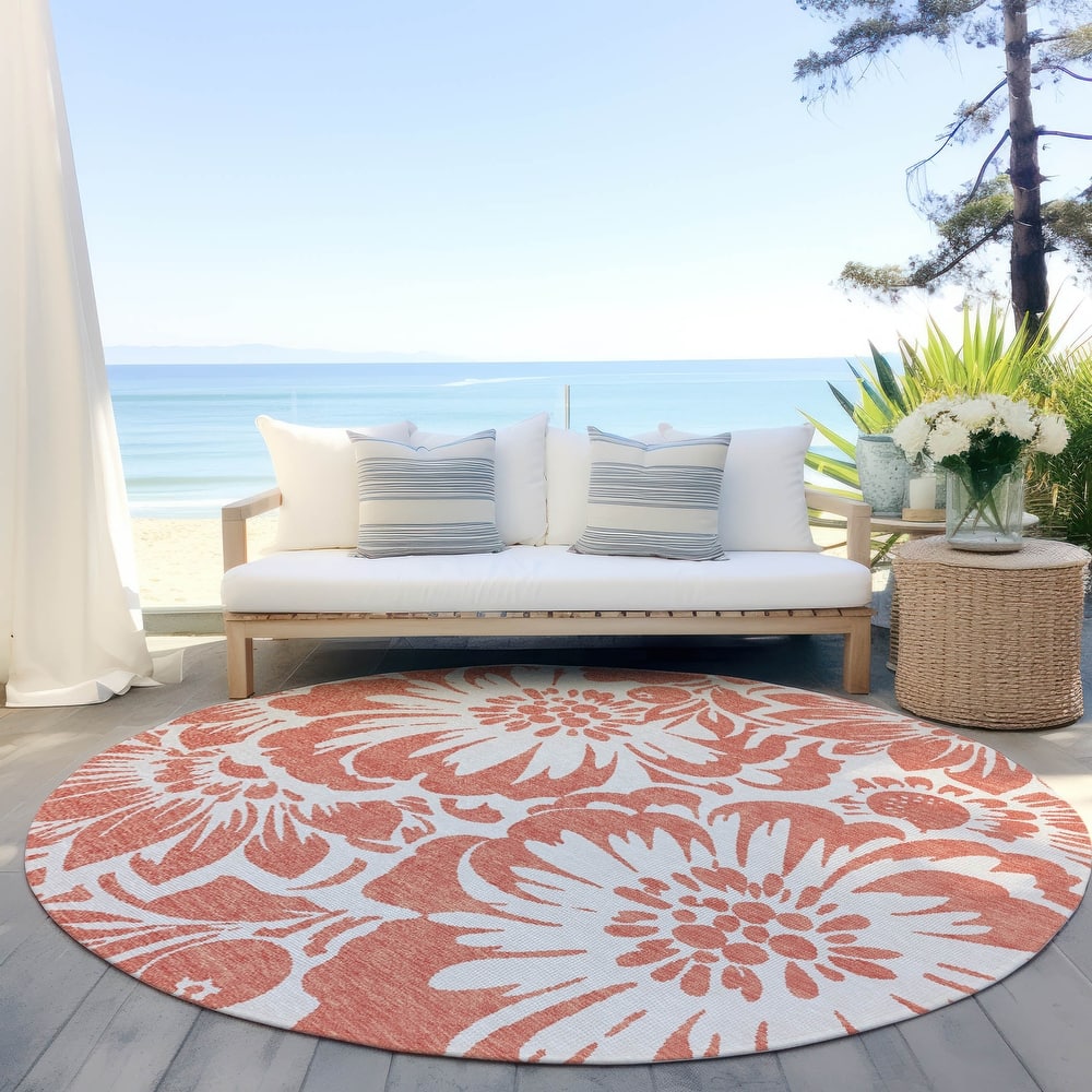 Machine Washable Indoor/ Outdoor Whimsy Floral Chantille Rug