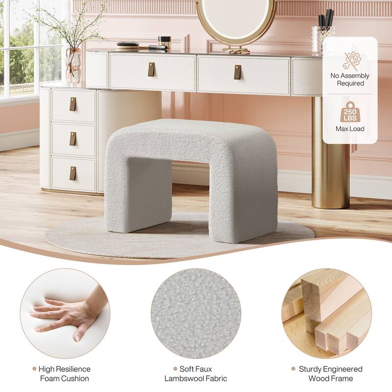 Modern Vanity Stool, Upholstered Ottoman, Extra Seat for Living Room