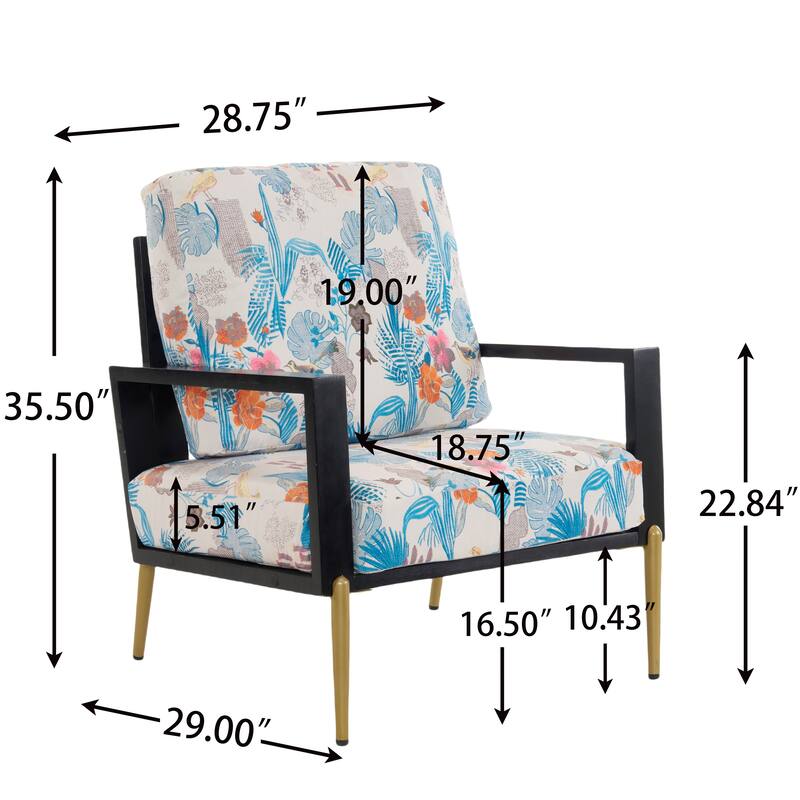 Christopher Knight Home - Parker Retro Low Back Floral Print Velvet Accent Armchair with Gold Metal Legs & Rubberwood Frame