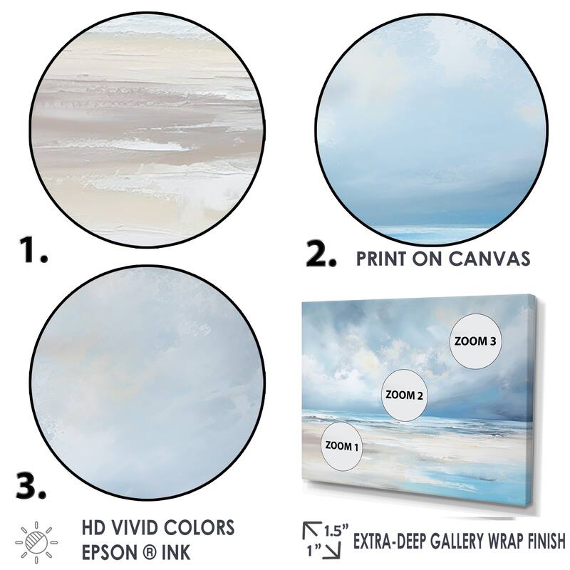 Designart "Coastal Beach Minimal Scenery " Coastal Ocean Framed Wall Art Living Room