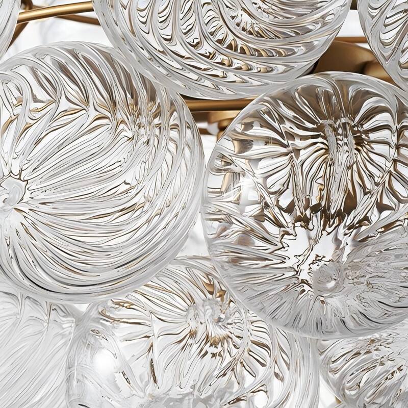 Gold Bubble Ball Chandelier, LED Pendant Light with Glass Globes