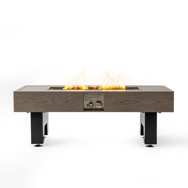 42-Inch Iron Wood-Burning Fire Pit Table -  Grey