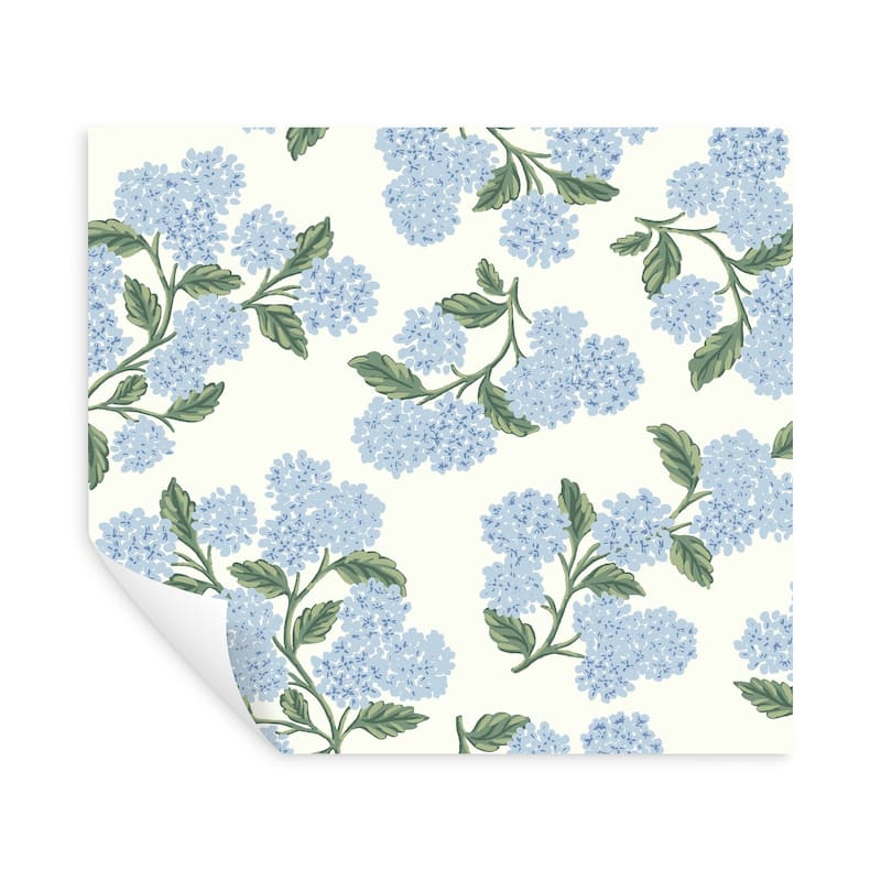Rifle Paper Co. Hydrangea Blue and White Peel and Stick Wallpaper