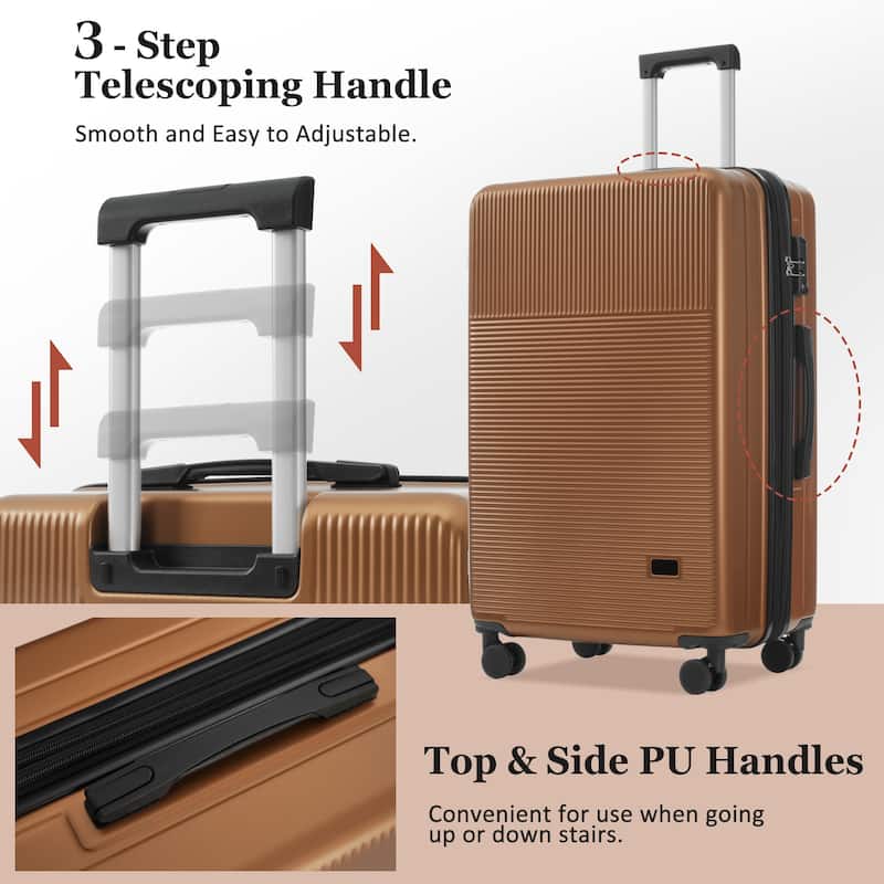 Luggage Sets 5 Piece with Half-opening, Hardside Carry On Suitcase Set with Double Spinner Wheel, with USB Port,TSA Locks