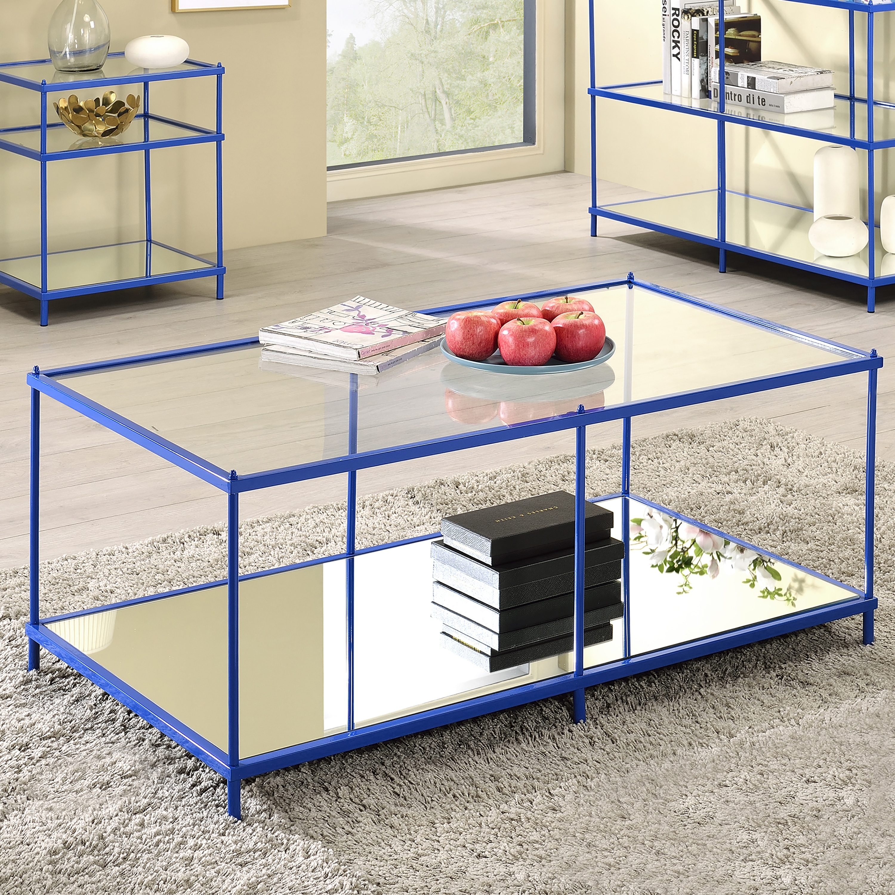 Furniture of America Scoles Contemporary 42-inch Glass 1-Shelf Coffee Table