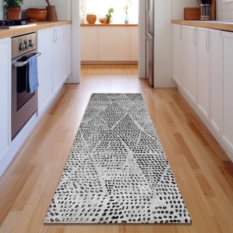 Premium Washable Super Soft Diamond Modern Mayfield Rug - Pewter - 2' 3" x 7' 6" - Runner