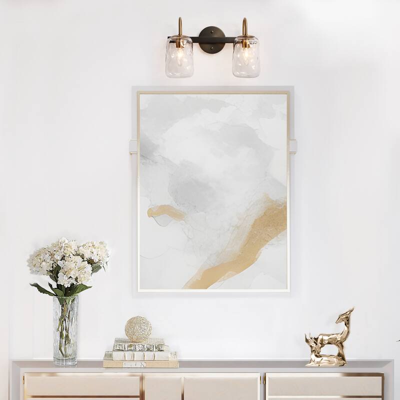Modern Gold 2/4-Light Bathroom Vanity Lights Textured Glass Wall Sconces