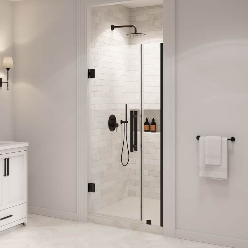 OVE Decors Panama Alcove Frameless Pivot Hinge Shower Door, 2025 - 35" - Black