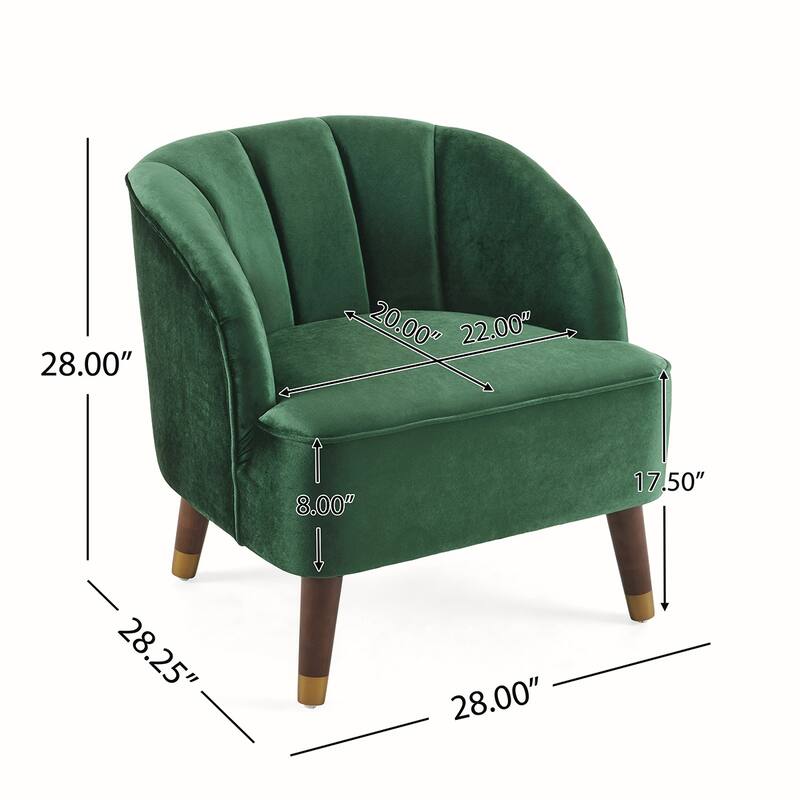 Velvet Barrel Chair With Wooden Legs